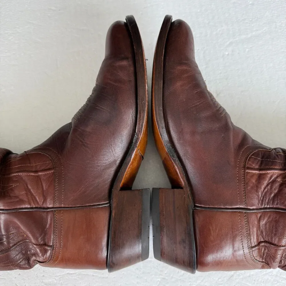 Size 9.5D-Lucchese N1596.R4 Mens Classics Ranch Hand Leather Boots Tan Burnished